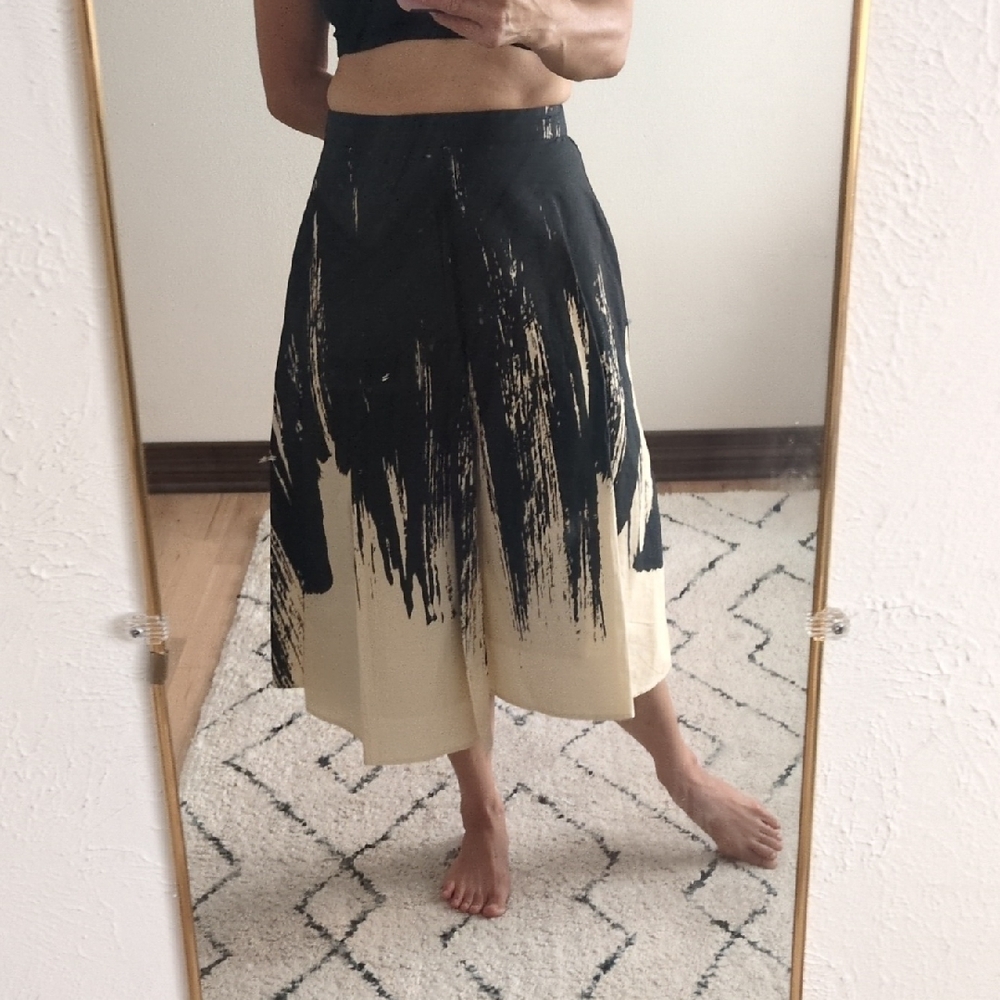 Anthropologie Black Asymmetrical A-Line Midi Skirt